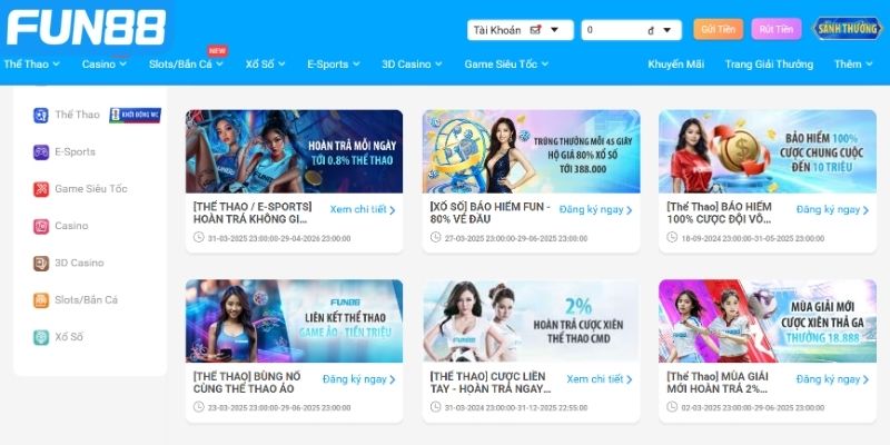 Cược thể thao có tỷ lệ hoàn tiền Fun88 siêu hấp dẫn