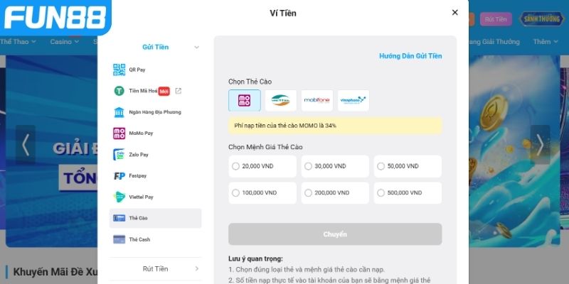 Những lưu ý khi chuyển tiền vào nhà cái