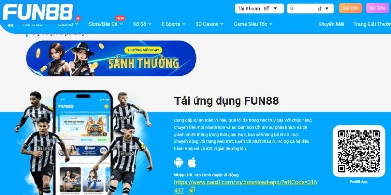 Tải app Fun88 đảm bảo sự tiện lợi trong cá cược